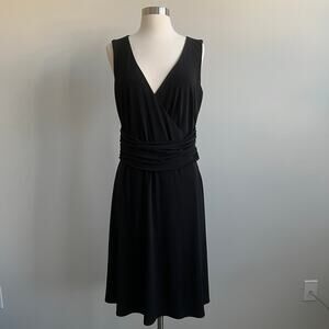 Sigrid Olsen Dresses Surplice Draped Waist Detail Black Sleeveless Fit Flare 10